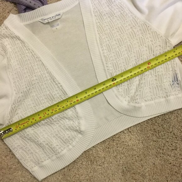 Cotton Rayon White Pointelle Knit Balletcore Bolero - Picture 10 of 12